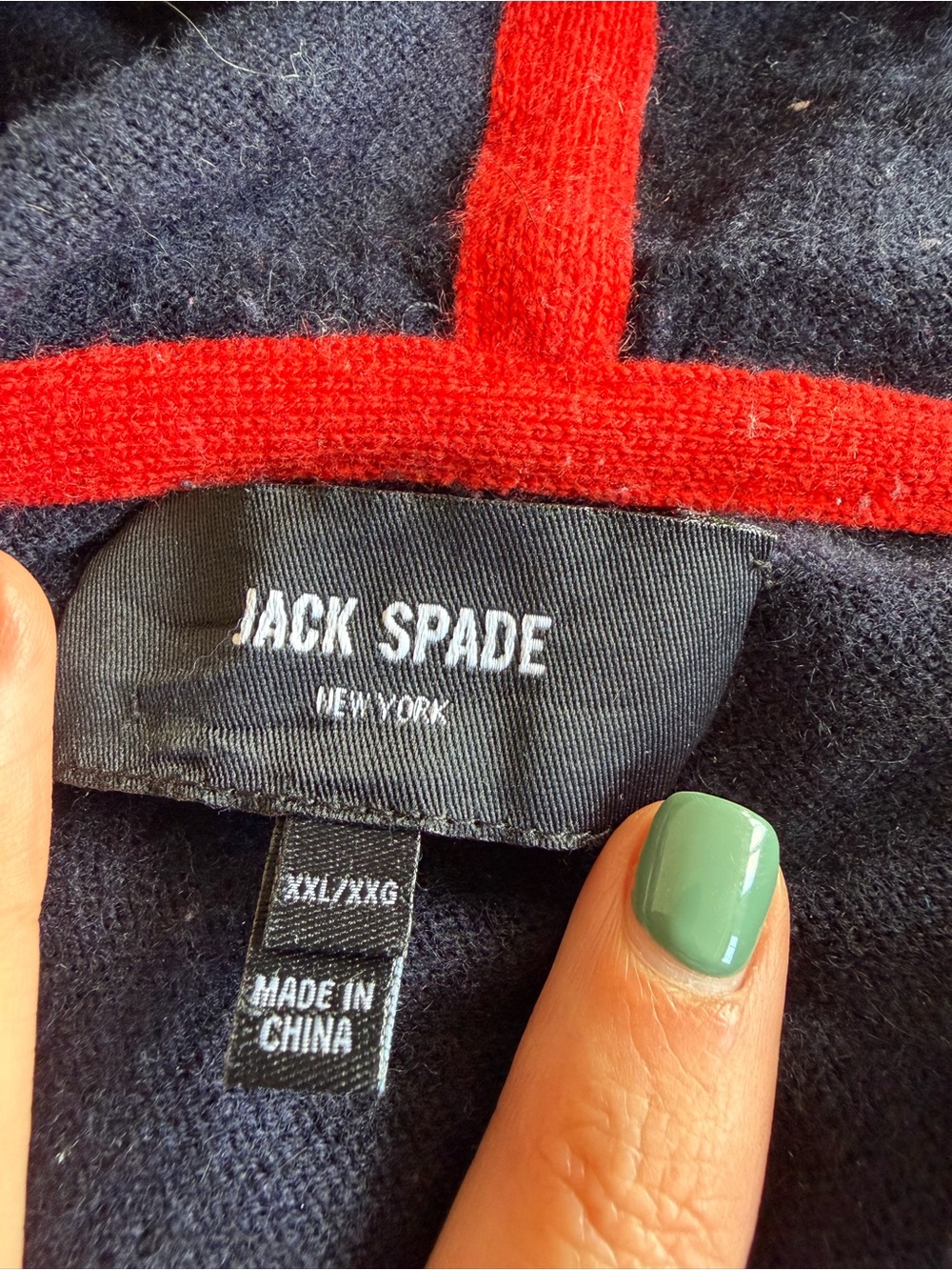 Jack Spade Navy Sweater with Red Trim